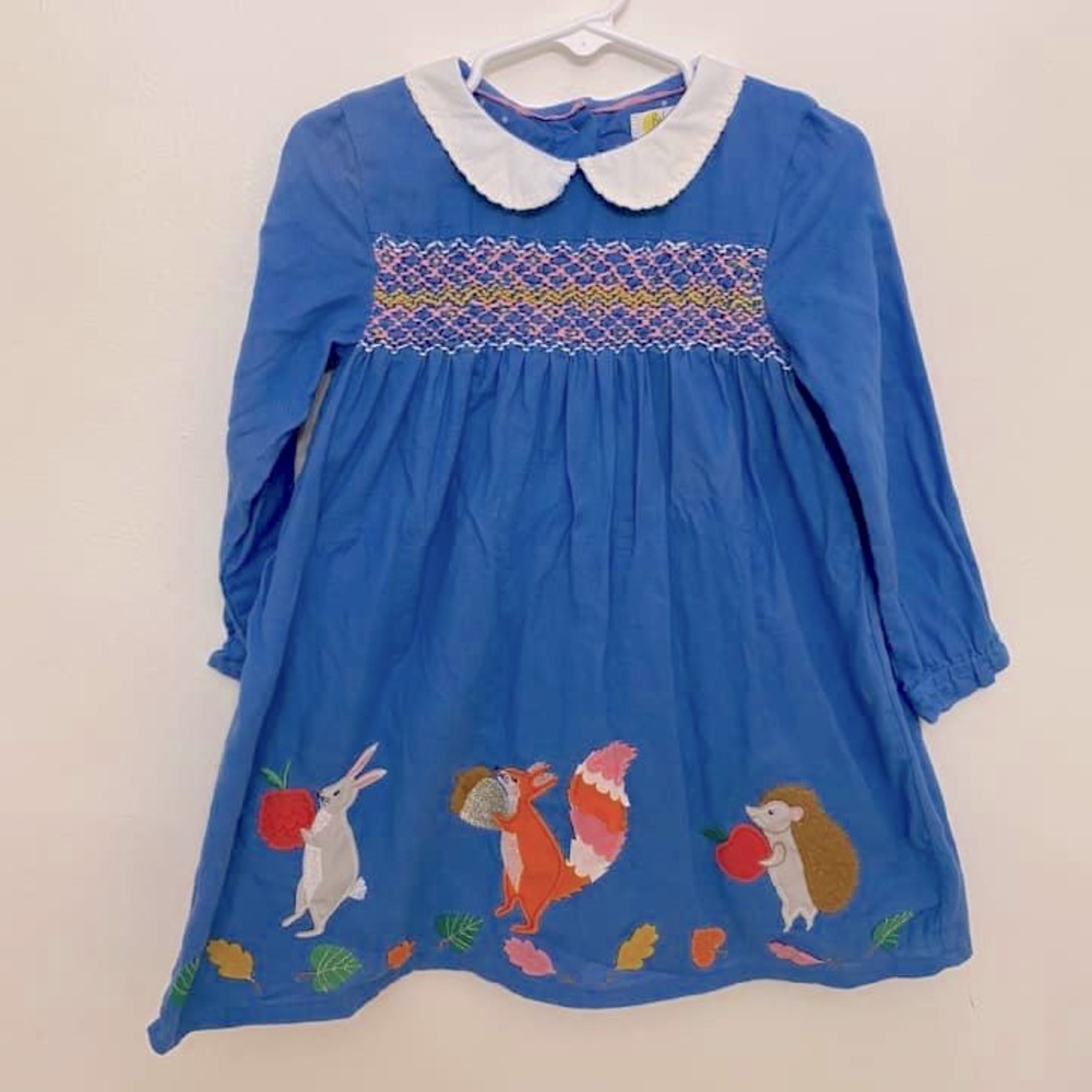Mini Boden Nostalgic Smocked Woodland Dress 2/3T VGUC